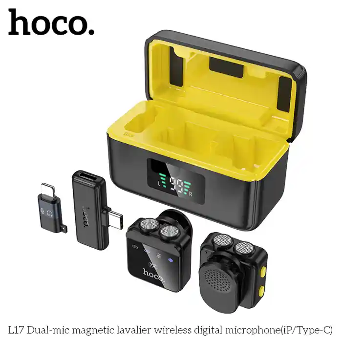 Hoco L17 Dual-Mic Magnetic Lavalier Wireless Digital Microphone (Type-C/iphone)